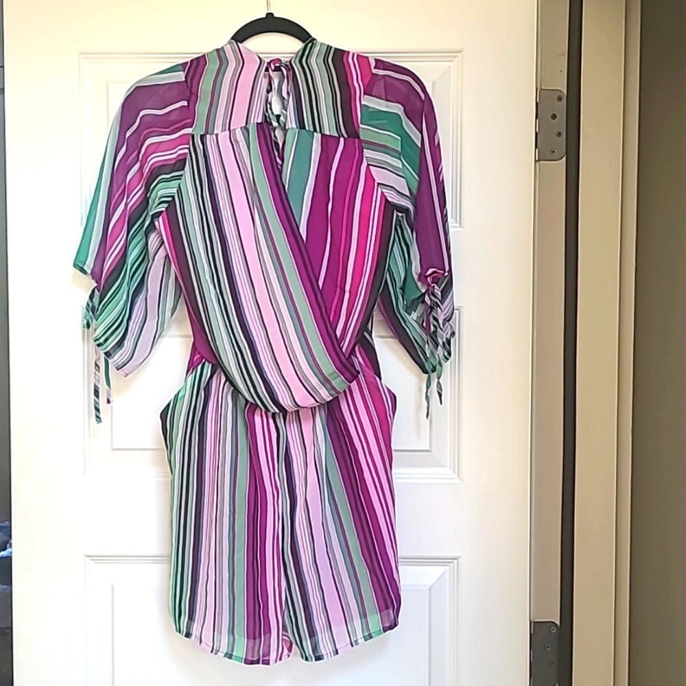 Striped Kimono Romper in Magenta Madness; NY & Co; NWT (Sm AND Med) - Picture 2 of 5